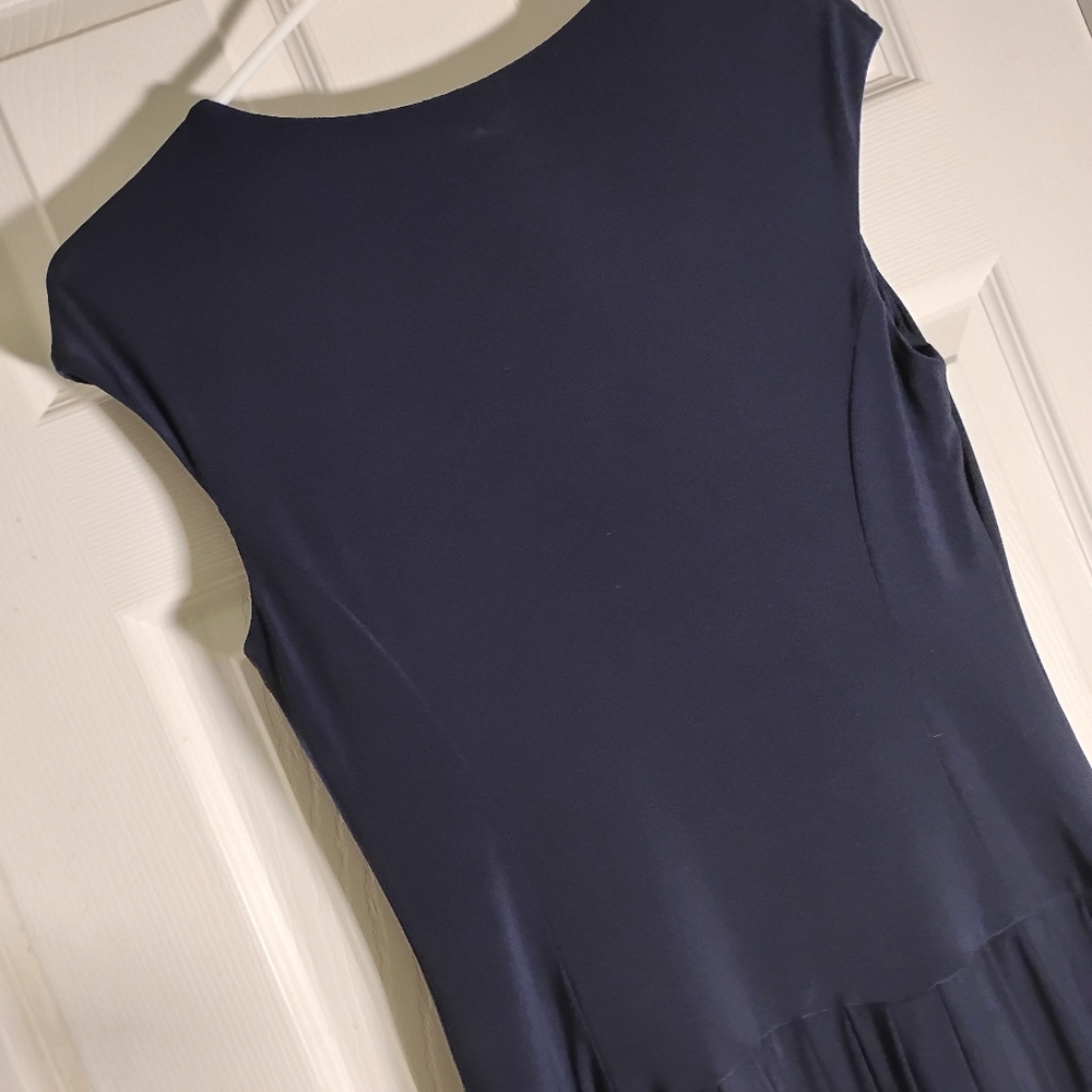 Navy Blue Knit Dress LAUREN Ralph Lauren Scoop Neck Cap Sleeve Size 6 - Picture 5 of 7